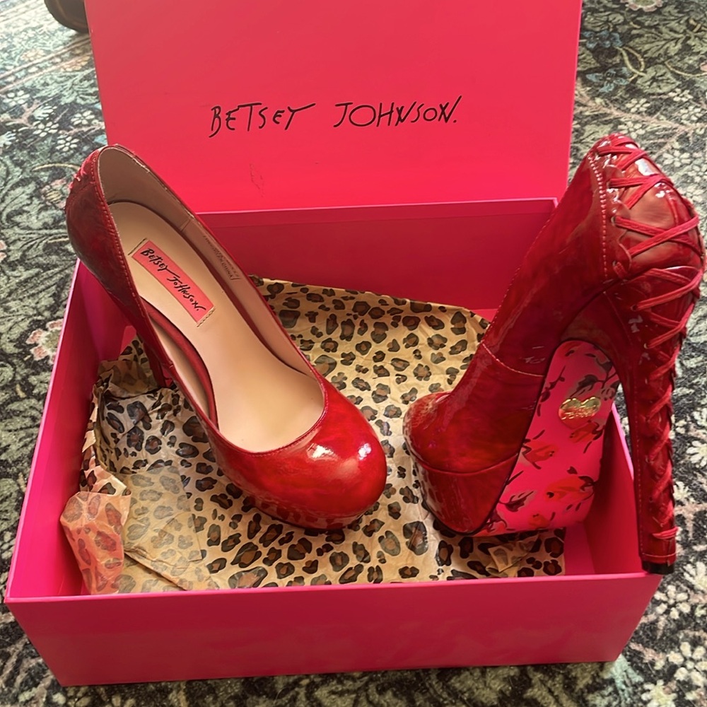 Betsey Johnson Dita Red Patent Heels